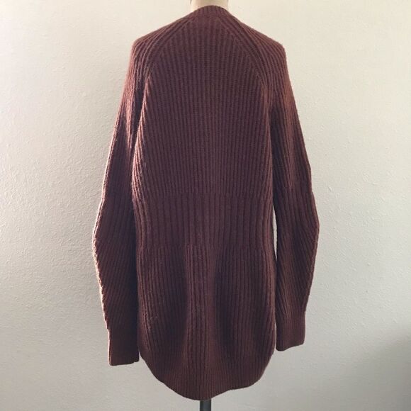 All Saints Brown Neutral Wool V Neck Chunky Knit Sweater Pullover - Picture 4 of 9